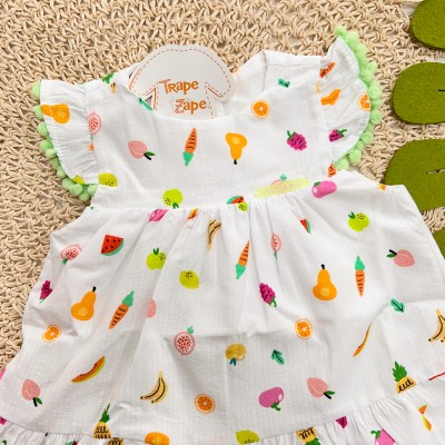 Vestido Frutinhas com Verdurinhas - Branco e Verde